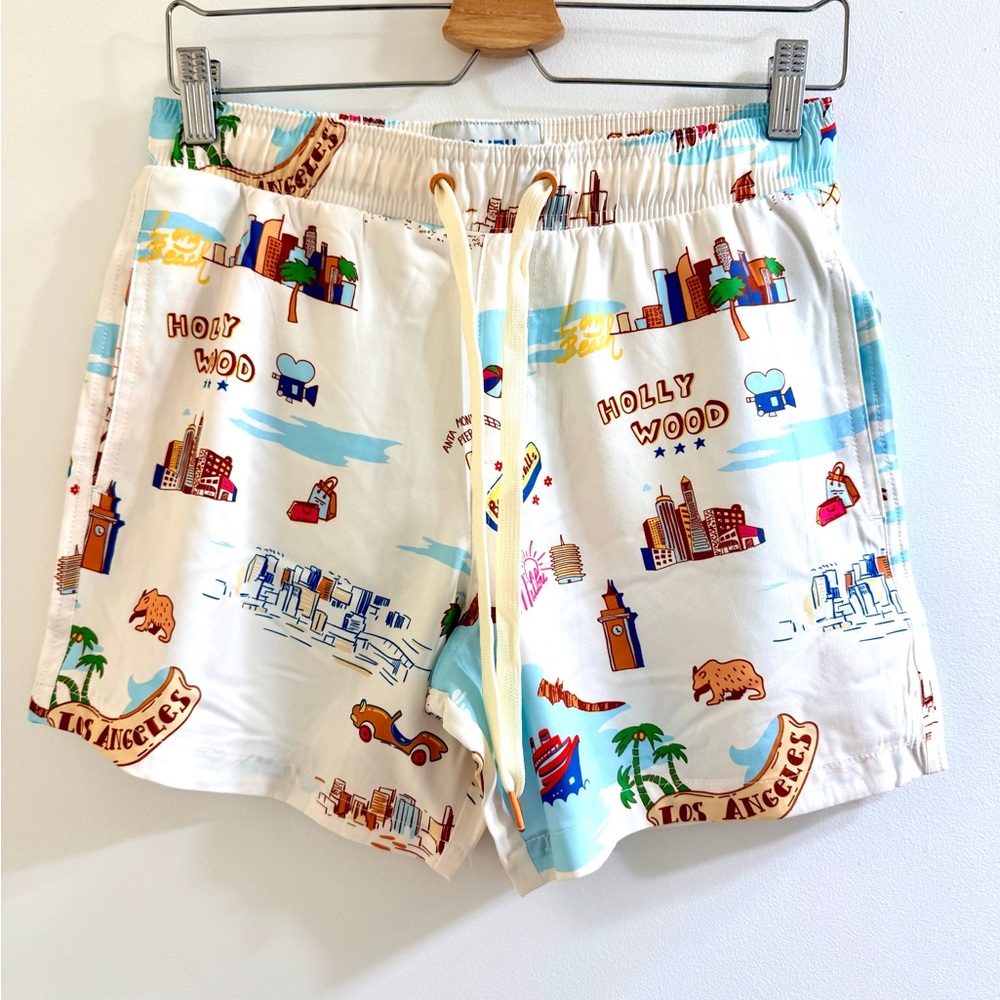 Malibu Drill Clothing Co Hollywood Print Men's Swim Trunks Size S - Picture 2 of 9